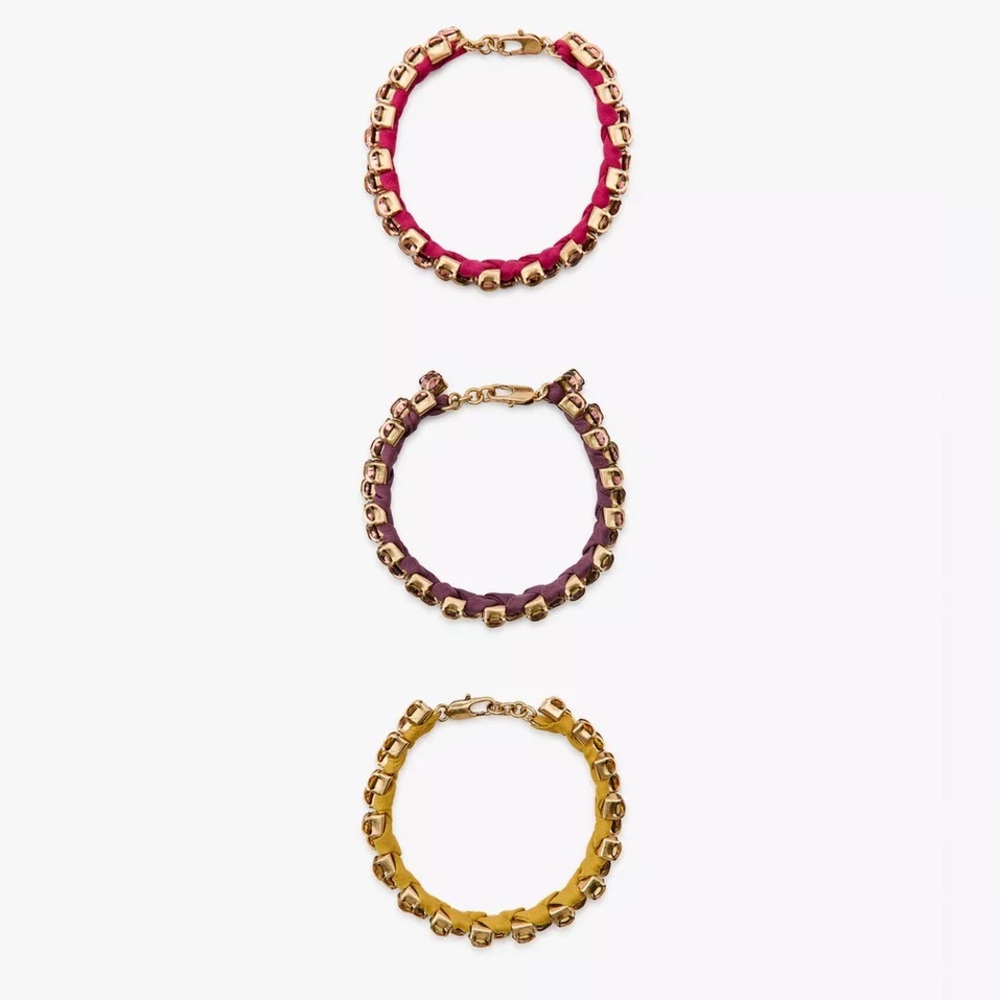 NWT Zara Woman Accessories PACK OF 3 GEM WOVEN BRACELETS